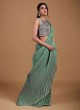 Party Wear Saree In Pista Green